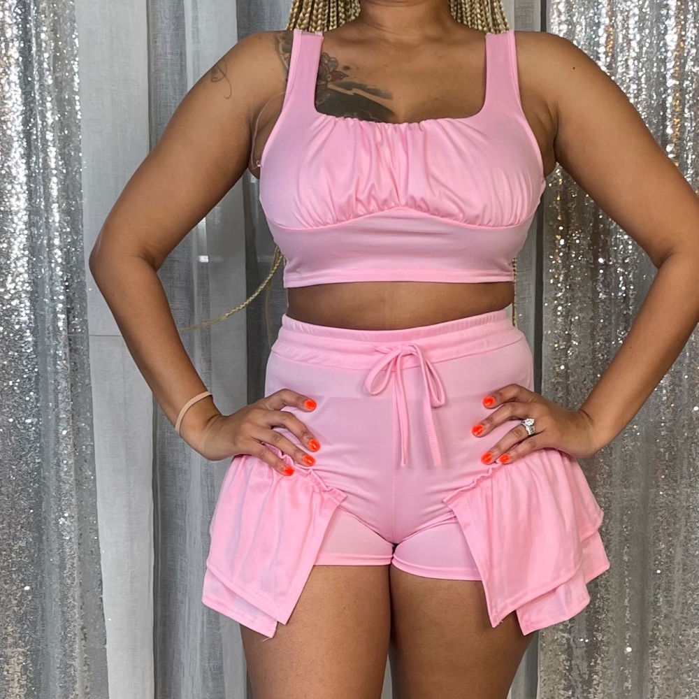 2 piece pink short set
